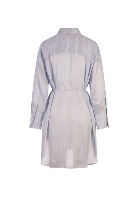 Camicia In Viscosa e Seta Multirighe In Bianco e Celeste FABIANA FILIPPI | CADC02F131H8950000VRU